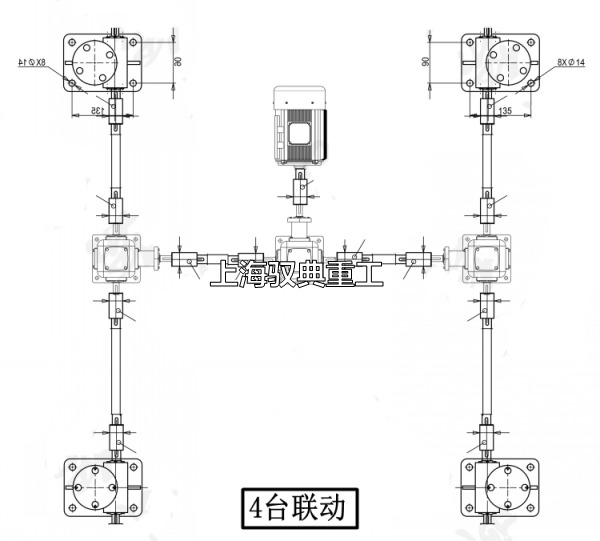 絲桿升降機(jī)平臺四臺聯(lián)動